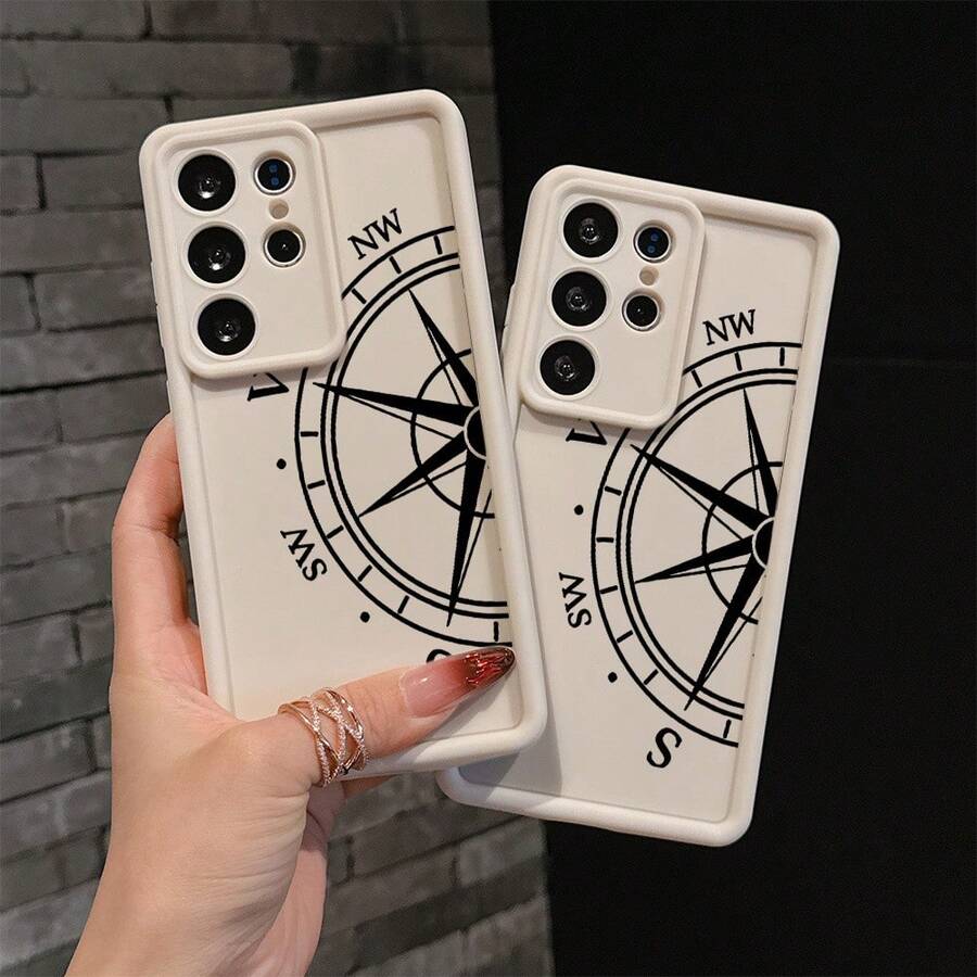 Funda de Teléfono Compass para Samsung Galaxy S25 S24 S23 S22 S21 S20 FE Ultra Plus 4G 5G, Cubierta Trasera de TPU Suave a Prueba de Golpes - Colores mixtos - Ver 1