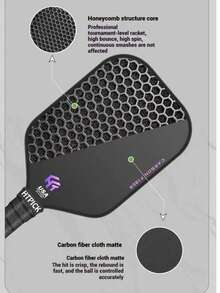 HTPICK 1pc T700 Carbon Fiber Pickleball Paddle - Purple & Black Logo, Cold-Pressed Texture, High Density Feel, Shock Absorption, Offensive Quick Swing, Suitable For School, Club, Gym Sports Equipment - Multicolor - View 6
