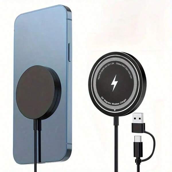 1pc Black Magnetic Wireless Fast Charging Compatible With IPhones 16 Pro Max/16 Pro/16 Plus/16/15 Pro Max/15/14/13/12 Series AAirPods3/2 LED Dual Port Charging Board, Magnetic Wireless Charger 15W Magnetic Wireless Charging Compatible With Apple 15 Series Wireless Charging, Strong Magnetic Attraction, Stable And Easy To Use