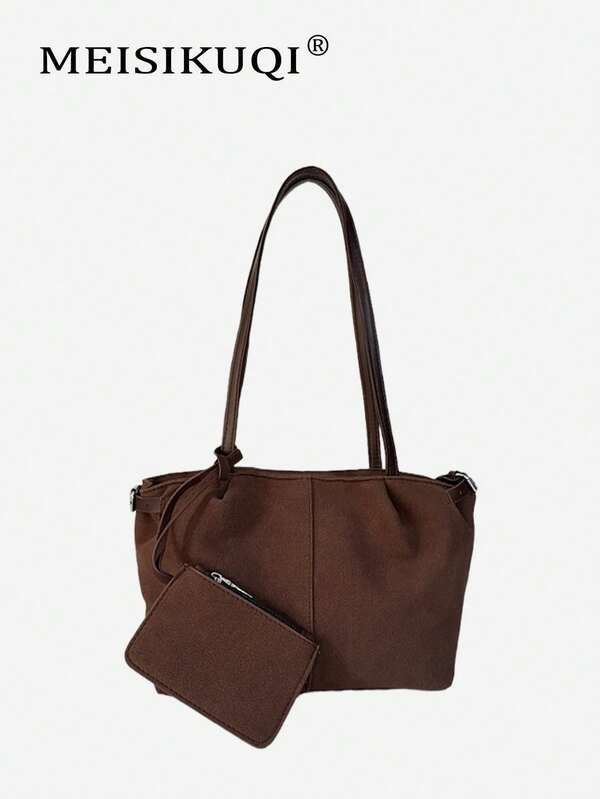 2025 New Vintage Suede Tote Bag, Large Capacity Commuter Shoulder Bag, Fashion Handbag