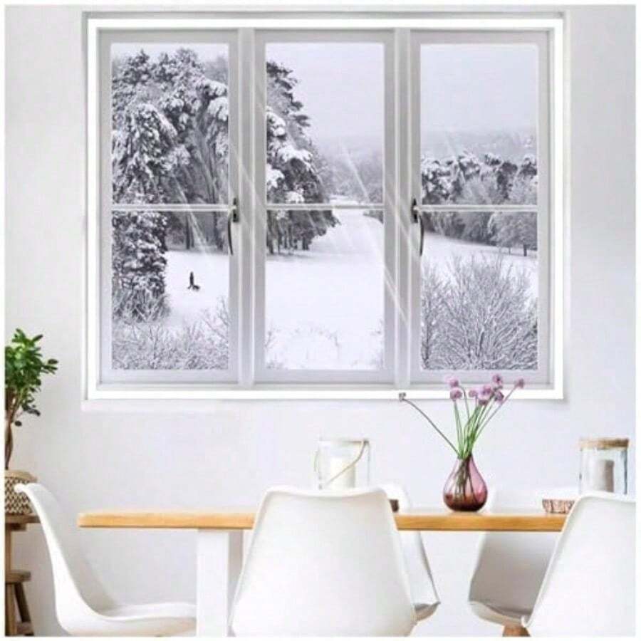 Window Thermal Cover Insulating Curtains for Winter70x115cm White Window Insulation Kit Reusable Warm Cold Weatherproofing Window Plastic Easy Installation - blanco - Ver 1