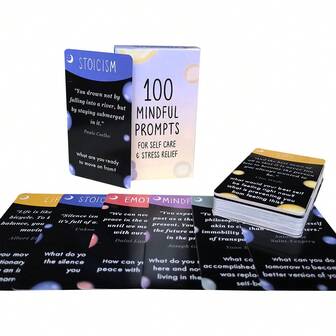 100 Mindful Prompts For Self Care, Stress Relief, Party Games &amp; Activities - Leisure &amp; Entertainment, Family Gathering, Board Game Cards