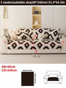 1pc Elegant Plush Sofa Cover, Breathable Stretch Slipcover With A Grand Look, Easy Care & Universal Fit For L-Shaped Couches