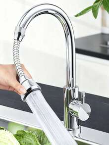 1pc Kitchen Gadgets, 2 Modes 360 Degree Rotating Bubble High Pressure Faucet Extender, Household Goods, Home Kitchen Accessories - Silver - View 2