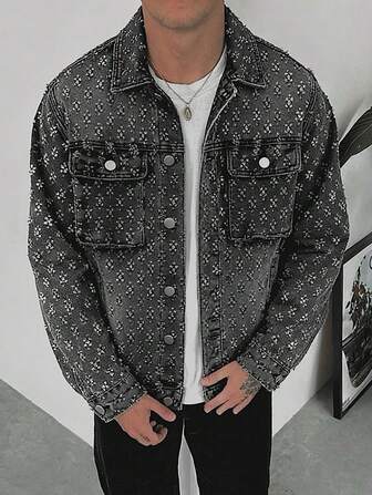 Chaqueta vaquera ligera con estampado floral lavada para primavera y otoño. Crea tu propio estilo con esta versátil chaqueta vaquera de calle con cuello.