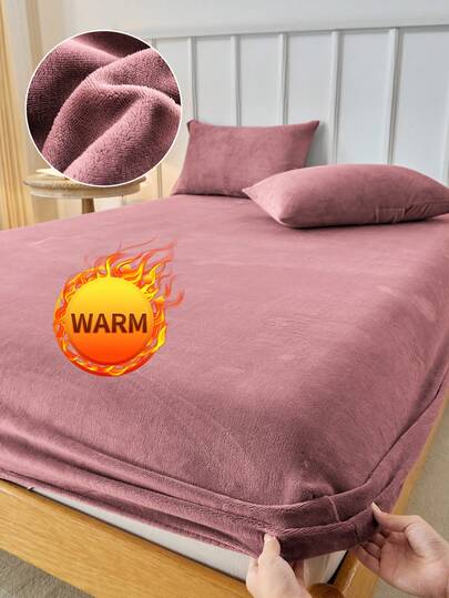 1pc Fitted Sheet, Bedding, Mattress Protector, Bed Cover, Cozy Home Textile, Soft-Comfortable Mattress Cover, Solid Color Sheet, Deep Pocket, Bed Sheet Only, Without Pillowcase, Dustproof, Machine Washable, Bedding Gifts, Fits For Twin Full King Queen Size Beds, Machine Washable, Autumn Decor, Winter Decor