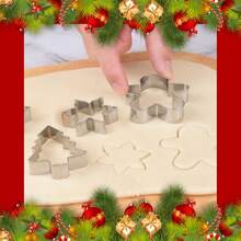 6 piezas, molde de campana con temática de Navidad para galletas, horneado casero, molde de galletas de acero inoxidable, accesorios de cocina