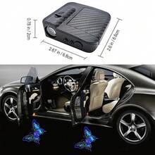 4-Piece/Set Butterfly Car Door Welcome LED Projector - Battery Powered, Easy To Install, Car Decorative Light | Decorative 3D Blue Butterfly Door Sign Light - Blue - View 3