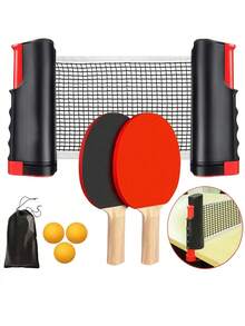FBSPORT 便携式乒乓球套装，包含可伸缩球网、球拍、乒乓球和球拍包，适合室内/室外比赛。一体式便携式乒乓球套装：快速组装，包含球拍、乒乓球和可伸缩球网，适合室内/室外休闲娱乐，乒乓球颜色随机。 - 彩色 - 查看 3