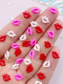 50pcs Mixed Resin Red Pink White Lips Flat Back Scrapbook Applique Valentine's Day Decor Jewelry Accessories Valentines Summer, School - Trộn ngẫu nhiên - Xem 2