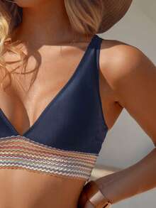 Women's New Soft Strap Sexy Bikini Set, Summer Beach - Navy Blue - View 6