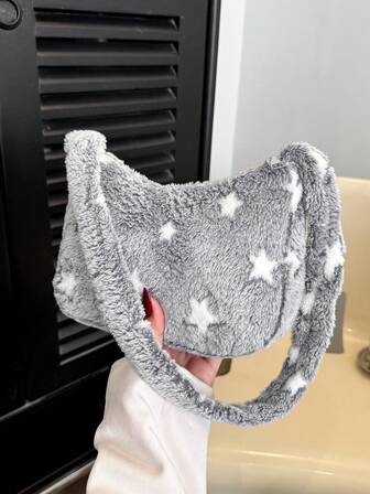 Minimalist Chic Star Plush Shoulder Bag