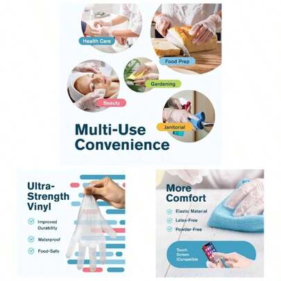 Disposable Gloves Latex - Vinyl Gloves Count Powder - All - Purpose Gloves, Dispenser Box Gloves Pieces - Size Large Glove by