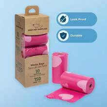 Bolsas de excrementos de perro opacas y antivergonzosas (150 unidades que contienen 13 x 9 pulgadas 15 micrones con dispensador estándar adaptado) - RosadoCorazón - Ver 5