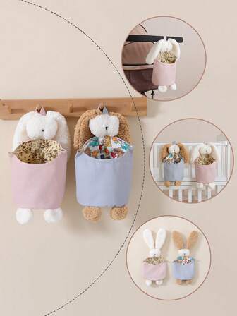 1个婴儿房兔子收纳袋，新生儿卧室装饰，尿布更换袋，婴儿收纳篮，女孩房装饰，奶奶房收纳，婴儿房装饰，女孩房收纳篮，婴儿房装饰，家居装饰收纳篮，婴儿礼物，舒适仙女婴儿房装饰，新生儿摩西篮，儿童玩具篮，迎接新生儿收纳盒，儿童房毛绒防水收纳袋
