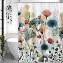Elegant Watercolor Floral Shower Curtain, Polyester Knit Fabric With Water-Resistant, Fog-Proof Features, Machine Washable With Hooks, Decorative All-Season Bathroom Curtain With Flower Pattern Design - Multicolor - View 3