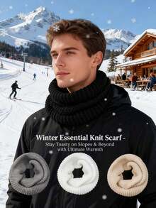 1 pezzo Sciarpa ad anello in maglia unisex - Colori multipli (Nero, Grigio, Bianco, Beige) per uno stile festivo natalizio, per il calore invernale, lo sci e le attività all'aperto per donne e uomini con una texture in maglia senza tempo - Sciarpa infinita - Visualizzare 9