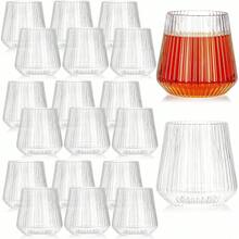12/6/1pc Set Classic Striped Wine Glasses, 12oz Transparent Unbreakable Cocktail Glasses, Reusable For Champagne, Dessert, Banquet, Wedding, Party - Multicolor - View 7