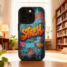 Fundas de teléfono transparentes y modernas,Cubierta de teléfono con diseño de grafiti colorido estampado con texto STREH para uso diario en interiores y exteriores Aplicable a teléfonos Apple y Galaxy - Blanco - Ver 5