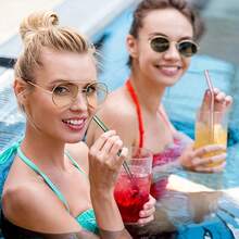 2pcs/5pcs/10pcs Reusable Colored Glass Straws, Bent Design Beverage Straws, Suitable For Cold & Hot Drinks, Milkshakes, Juices, Tea, Coffee, Milk, Wine, Kitchen Supplies, Holiday Parties, Birthday Parties - Multicolor - View 4