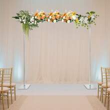 SanBouSi Backdrop Stand Pipe Kit, Heavy Duty Pipe And Drape Kit Backdrop Support Telescopic Wedding Backdrop Stand Pipe Drape System, Wedding Curtain Frame Telescopic Pole With Heavy Duty Base - 銀色 - 查看 2