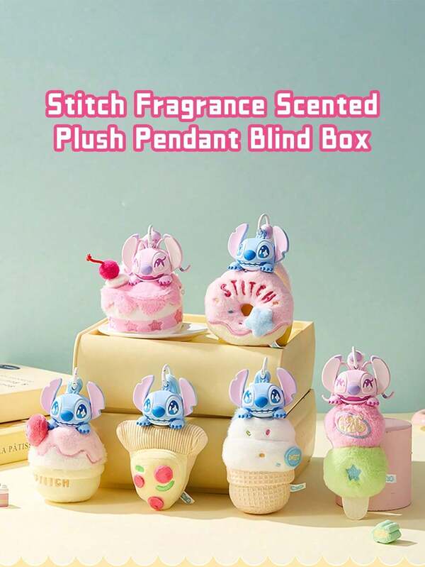 Stitch Fragrance Scented Plush Pendant Blind Box, Six Unique Cute Designs (Cake, Donut, Pizza & More), Self-Fragranced Soft Plush, Perfect For Women & Girls Who Love Stitch, Great For Bag Decor, Keys Or Gifting-Add Charming Stitch Vibes To Your Everyday Accessories