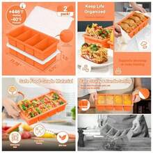 Silicone Freezer Molds Soup With Lid U2013 1 - Cup Soup Container Style Cube Trays Freezer, Meal Prep Food Storage, Freeze 250mL125mL Portions U2013 2 Pack - 橘色 - 查看 1