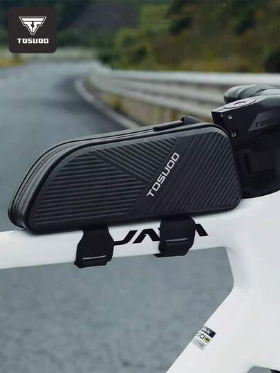 TOSUOD TOSUOD Bike Handlebar Bag - Aerodynamic Cycling Pack With Removable Strap, Durable Black Design For Road & Mountain Bikes, Secure Storage For Tools, Snacks & Essentials, Bike Bag, Tool Organizer, Modern Accessory, Sturdy Build, Handlebarmounted Accessory, Outdoor Adventurers, Tool Organizer For Bikes, Compact Design, Highquality Construction