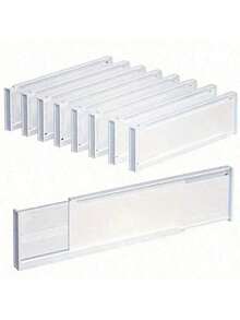 可调节塑料抽屉分隔板，适用于卧室、厨房、浴室收纳，可用于存放化妆品、衣物，也适用于卧室、浴室、冰箱和办公室，高度 3.35 英寸，配有可重复使用的粘性条。 - 彩色 - 查看 10