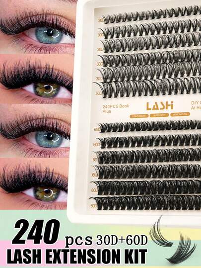 240pcs Thin Independent Eyelash Clusters - Natural Look, D Curl, Fluffy, DIY Eyelash Extensions, Achieving Salon-Level Thickness And Length - Easy To Apply, Reusable, And Comfortable. Russian Curled False Eyelashes Create Dramatic Styles For Dates And Parties, A Must-Have For DIY Beginners.