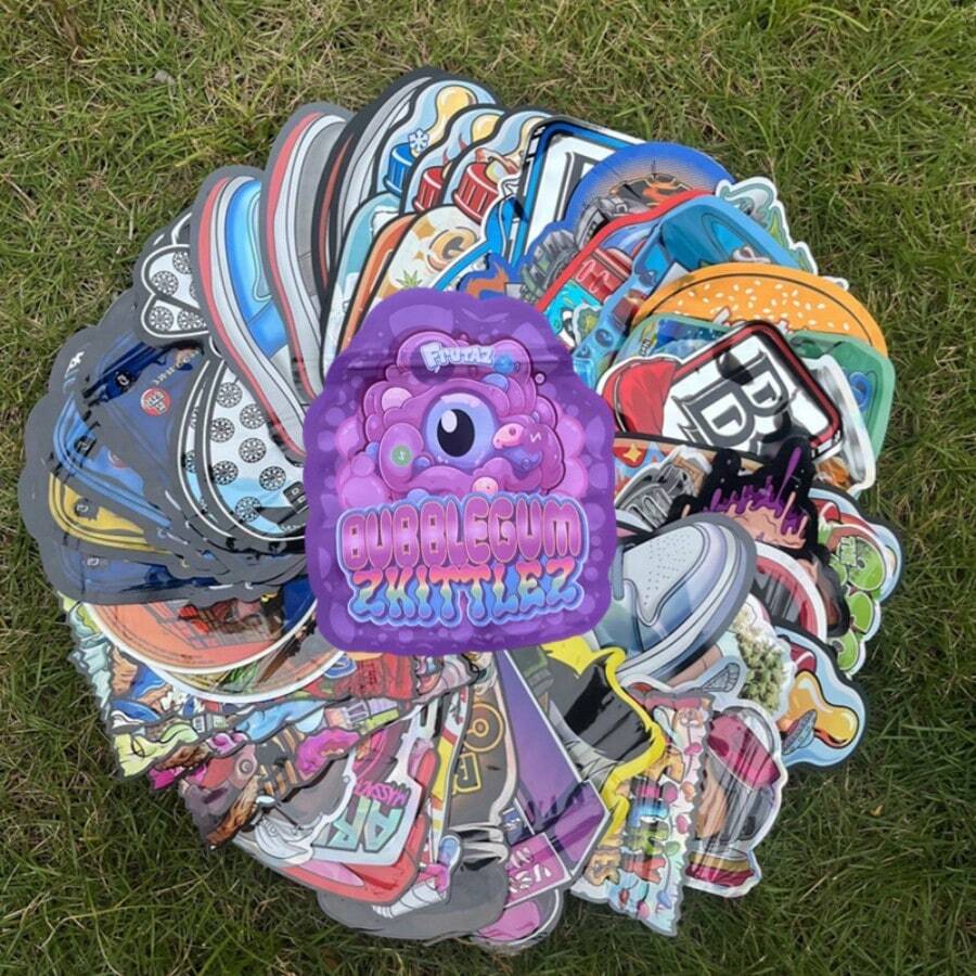 10/50 piezas Bolsas de caramelos surtidos, bolsas de cigarrillos, bolsas de embalaje de caramelos con corte láser autosellantes, bolsas resellables, bolsas con cierre zip, bolsas 3D, bolsas de película de poliéster, bolsas de vainilla, bolsas de caramelos con cierre zip, bolsas de película de poliéster, bolsas a prueba de olores, bolsas impermeables, bolsas de embalaje de caramelos con forma de botella autosellantes, bolsas de almacenamiento, bolsas sellables, bolsas con cierre zip, embalaje de regalo para fiestas - Multicolor - Ver 1