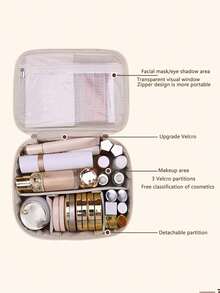 1pc Holiday Travel Makeup Bag, Multi-Functional Waterproof Cosmetic Bag, Large Capacity Makeup Organizer, Portable Toiletry Bag, Double Layer Wash Bag, Women's Handbag, Beauty Storage Organizer, Travel Essential, Travel Accessory, Cruise Essential, Airplane Essential, Bridesmaid Gift, Christmas Decor, Christmas Gift, Women Gift - Multicolor - View 8