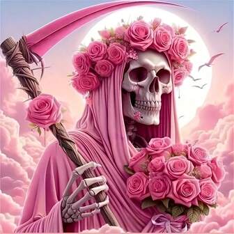 Kit de pintura de diamantes 5D - Tema de calavera (Adecuado para principiantes) - Juego de arte de bordado de diamantes redondos, decoración de pared de manualidades DIY, sin marco incluido