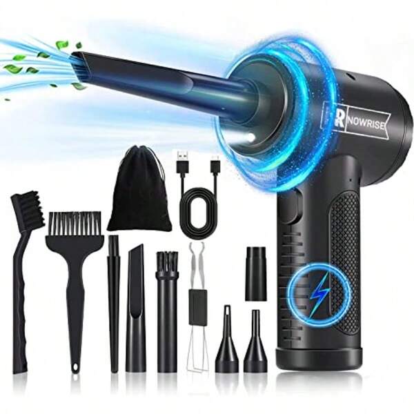 Compressed Air Duster With Keycap Puller 3 Speed Adjustable Keyboard Laptop Computer Screen Pc Cleaner Cleaning Kit Electric Cordless Canned Compressed Air Can Duster For Pc Air Blower