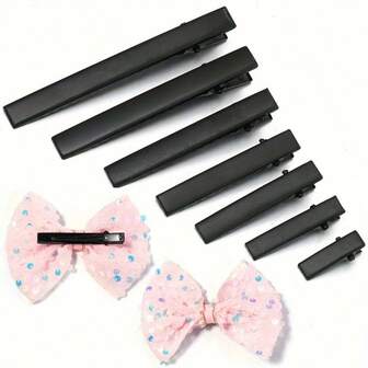 10pcs Black Simple Duckbill Clip, Straight Clip, Narrow Square Clip Headwear, DIY Hair Clip Base Accessory, Creative Hair Accessory Making Materials