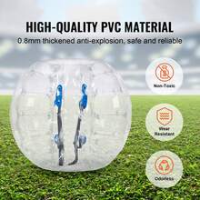 Pelota de parachoques inflable (1 unidad), 1,2 m (4 pies) de cuerpo, para adolescentes, 0,8 mm de grosor, de PVC, para hámster humano, para jugar en equipo al aire libre, juguetes para jardín, patio y parque - 1,2 m (4 pies) transparente - Ver 2