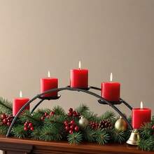 5-Arm Curved Candle Holder - Elegant Curved Design, Sturdy Iron Construction With Black Finish, Suitable For Christmas, Halloween, Restaurants, Living Rooms, And Various Events - Black - View 1