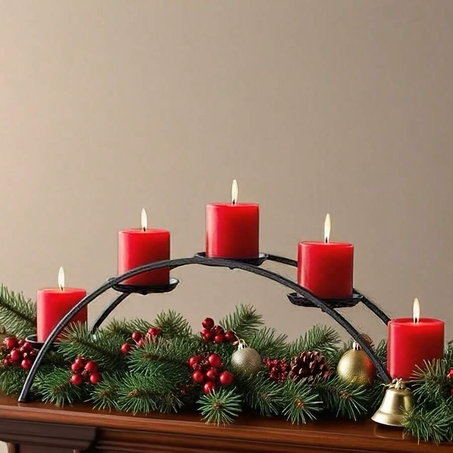 5-Arm Curved Candle Holder - Elegant Curved Design, Sturdy Iron Construction With Black Finish, Suitable For Christmas, Halloween, Restaurants, Living Rooms, And Various Events - Black - View 1