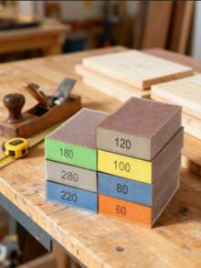 7-Piece Sanding Block Set With Sandpaper And Sponge: Washable, Reusable, Sandpaper And High-Density Sponge. Multiple Grit Options, From 60 To 280. Ideal For Ultra-Fine Sanding/Polishing Of Wood, Metal, Stainless Steel, Furniture, And Drywall. A Versatile Tool For Removing Rust And Scale. The Perfect Gift For DIY Enthusiasts! - Multicolor - View 12