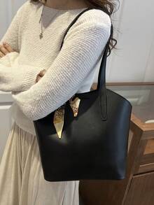 Bolso de hombro de nicho de moda, bolso de tote de estilo minimalista retro Ins para mujeres, para ir al trabajo - Multicolor - Ver 4