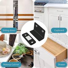 磁性橱柜门锁，磁性门锁可吸附在橱柜门和抽屉上，用于厨房橱柜，使抽屉保持关闭状态（黑色/银色） - 黑色 - 查看 9