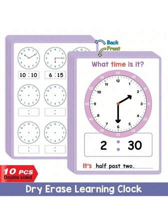 Lachilly 10 PCS Writable Dry Erase Learning Paper Clock For Kids Learning To Tell Time For Classrooms Homeschool Giftlive, Teaching Clock Early Educational Kids Montessori Training Aid