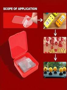 60 piezas / Set de cinta adhesiva doble cara de uso múltiple - Tiras colgantes transparentes y removibles a prueba de agua, adecuadas para colgar decoraciones, coplillas, cintas, cintas transparentes, fotos y relojes. Cinta adhesiva doble cara mini de uso múltiple, cinta para coplillas de Año Nuevo a prueba de agua y removible, cinta transparente reutilizable - transparente - Ver 4