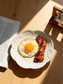 1pc European Style Embossed Ceramic Dinnerware, High-Quality Butterfly Shaped Breakfast/Dessert Plate, Elegant Ceramic Dinner Plate