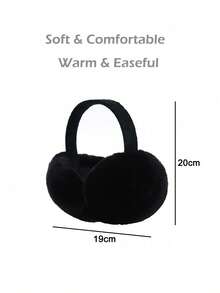 FADZOYLE 1个黑色可折叠毛绒耳罩，可爱女士耳罩，可调节头带带保暖内衬，冬季耳罩 - 細桿-黑色 - 查看 4