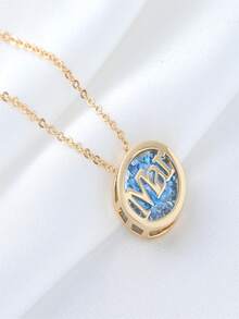 1件畅销双面镂空12个月项链，百搭诞生石项链，镶嵌锆石吊坠，锁骨链，女士礼物，优雅月度礼物 - 彩色 - 查看 6