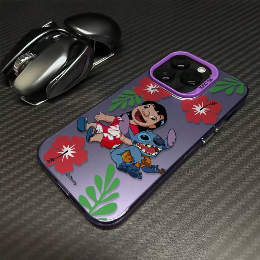 Miniso Disney Lilo & Stitch Phone Case With Red Hibiscus Flowers & Ukulele Design For IPhone 17 Pro Max/17 Pro/17 AIR/17 16, 15, 14, 13, 12, 11 Pro Max, X, XR, XS Max, 8, 7 Plus,Ideal For Holiday Gifting,The Girlfriend,Stocking Stuffers,For Iphone 17 Pro Max Case,Iphone 17 Pro Max Case,Iphone 17 Case. - 紫色 - 查看 1