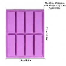 1pc 6/8 Cavity Rectangular Silicone Mold, Suitable For Making Rice Cakes, Cereal Bars, Chocolates, Ice Cubes, Brownies, Cornbread, Puddings, Butter Molds, DIY Handmade Soap Molds, Fragrance Soap Molds, Kitchen Tools, Special Baking Molds (Pink, Purple) - Multicolor - View 14