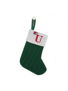 قطعة واحدة جوارب مصنوعة من الأكريليك مطرزة بشجرة وشخصية رجل الزنجبيل،ديكور منزلي لحفلة عيد الميلاد