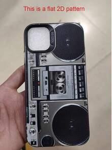 1个简约灵性设计黑色手机壳，印有模拟录音机图案，适合自用、送礼、圣诞礼物，兼容 11/12/13/14/11 Pro Max/12 Pro Max/13 Pro Max/14 Pro Max XR/15/15 Pro/15 Pro Max，以及Galaxy A05/A15/A25/A35/A53/A54/A55/S23/S24。